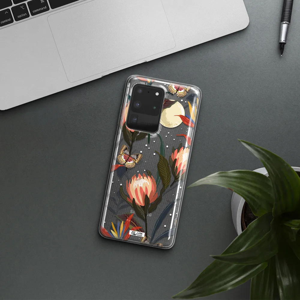 Moon Butterfly Flower Samsung S20 Ultra Clear TPU Case