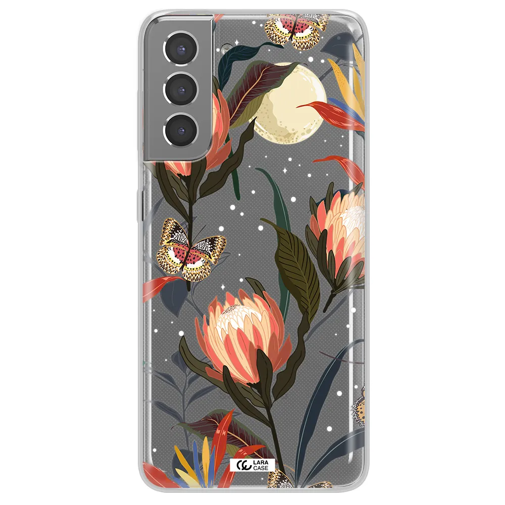 Moon Butterfly Flower Samsung S21 Plus Clear TPU Case
