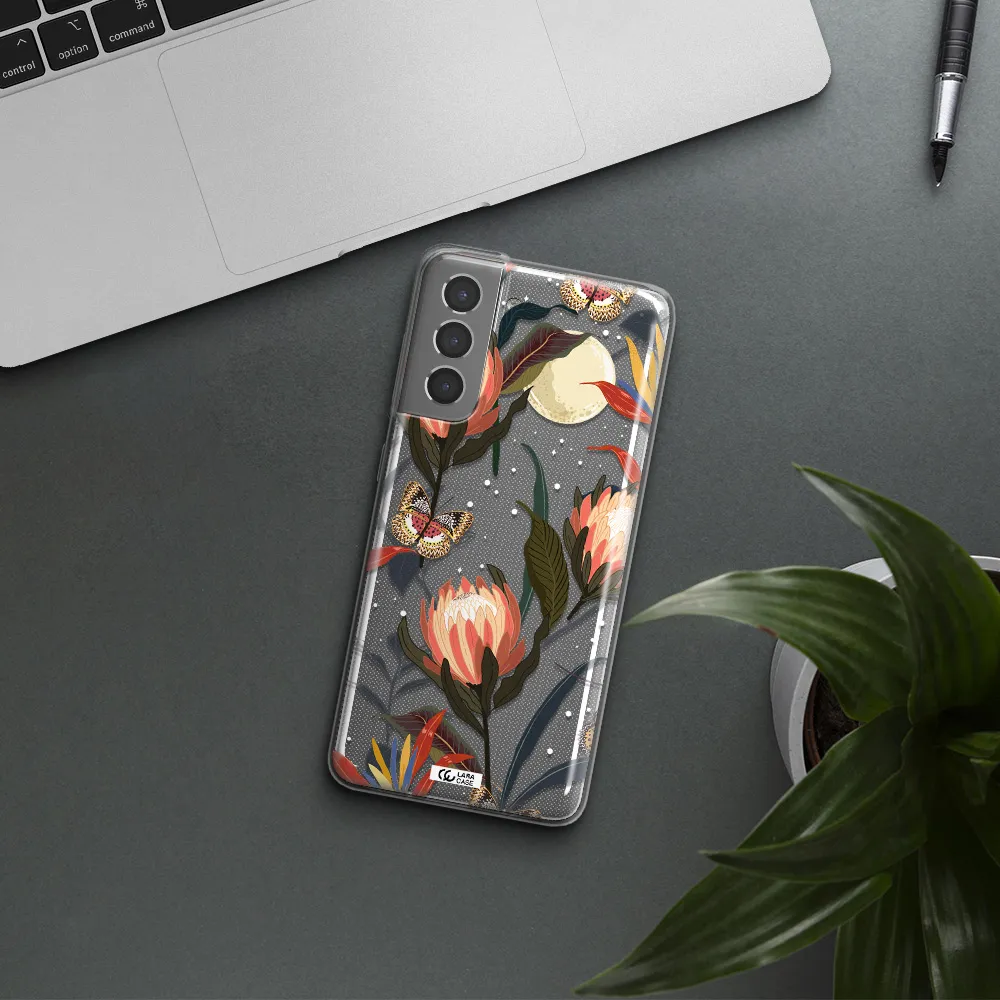Moon Butterfly Flower Samsung S21 Plus Clear TPU Case