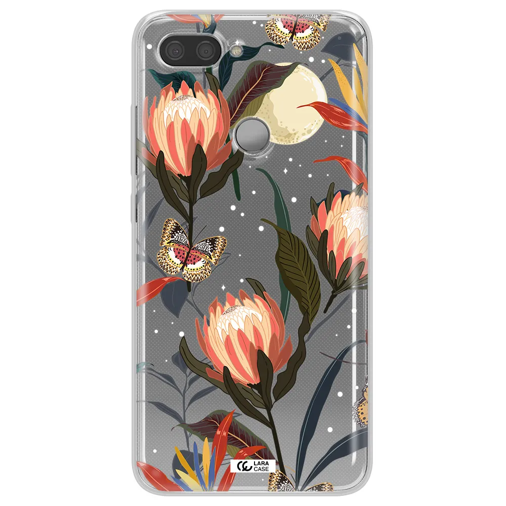 Moon Butterfly Flower Xiaomi Mi 8 Lite Clear TPU Case