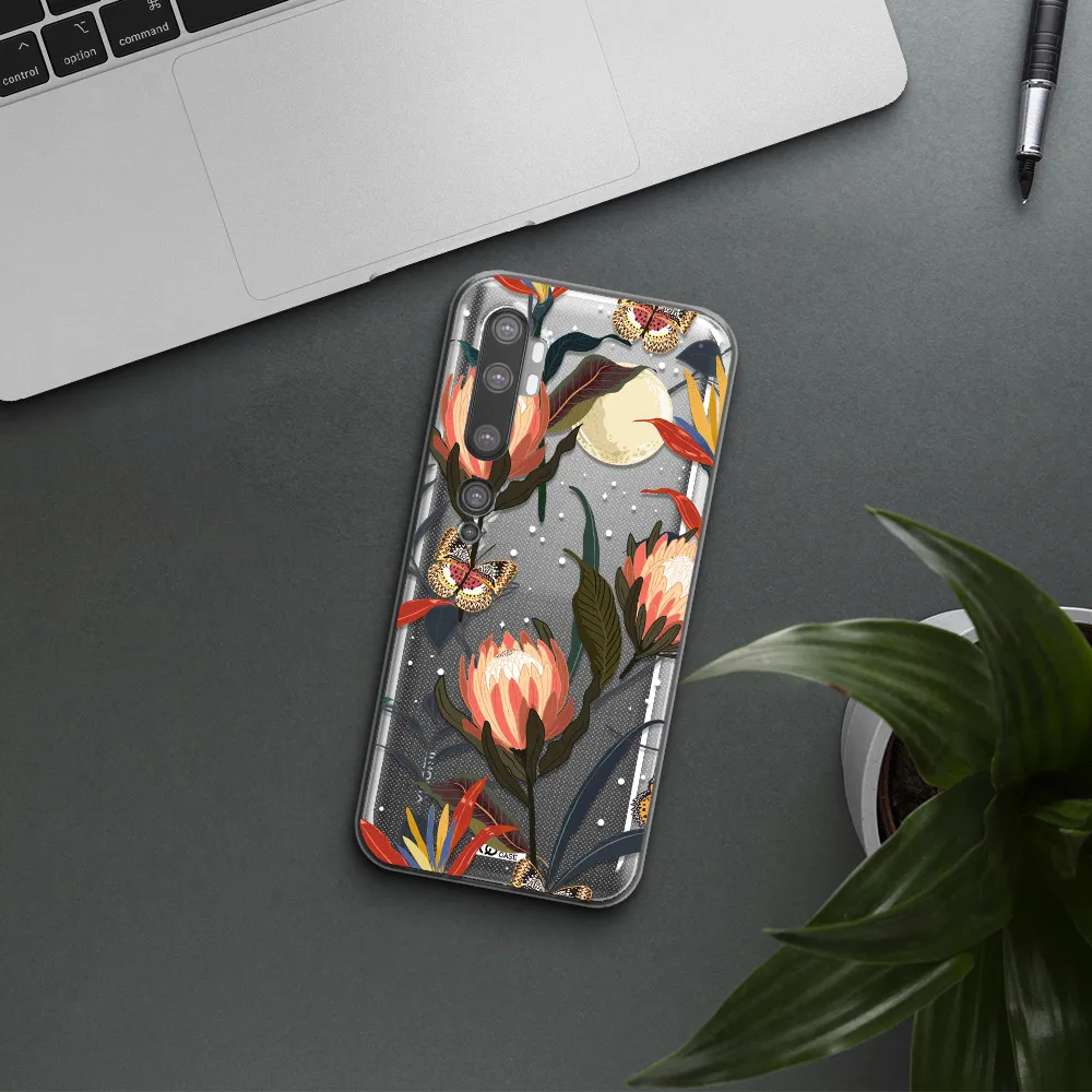 Moon Butterfly Flower Xiaomi Mi Note 10 Clear TPU Case