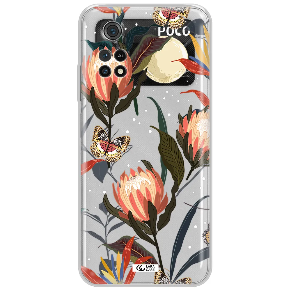 Moon Butterfly Flower Xiaomi Poco M4 Pro 4G Clear Tpu Case