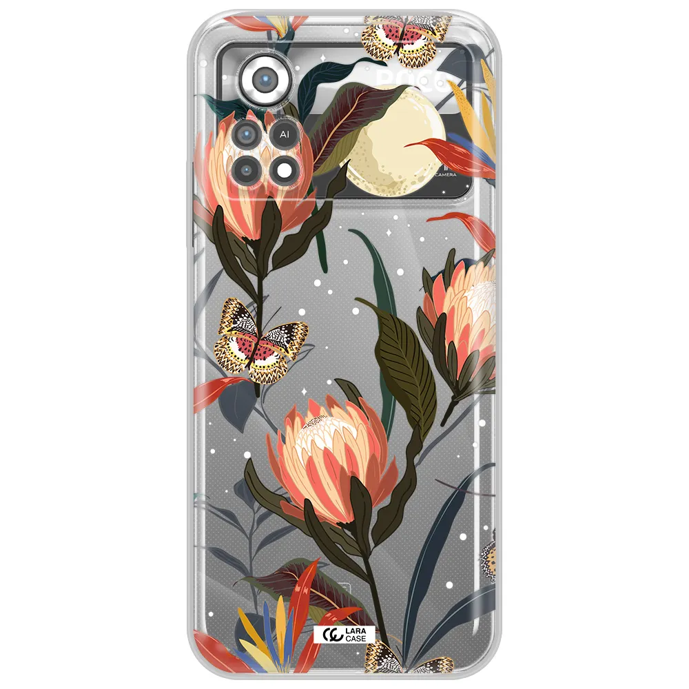 Moon Butterfly Flower Xiaomi Poco X4 Pro Clear TPU Case