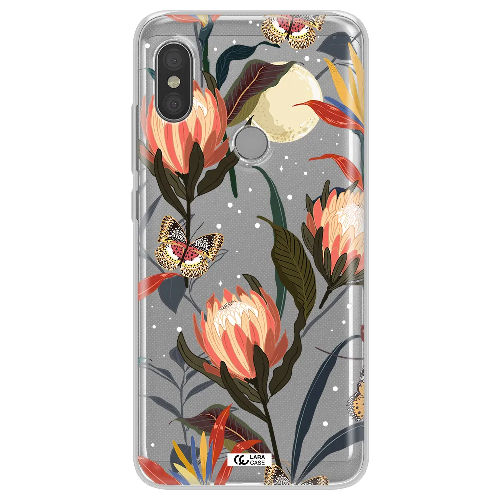 Moon Butterfly Flower Xiaomi Redmi Note 6 Pro Clear TPU Case