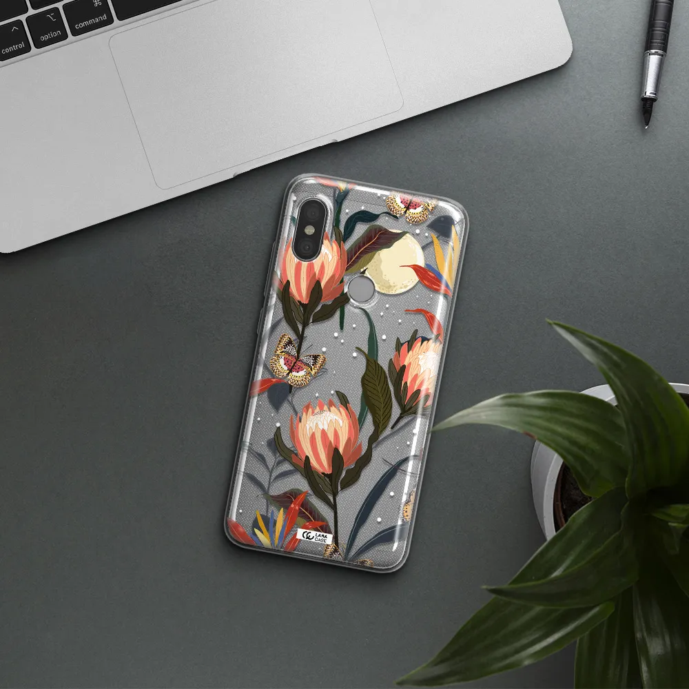 Moon Butterfly Flower Xiaomi Redmi Note 6 Pro Clear TPU Case