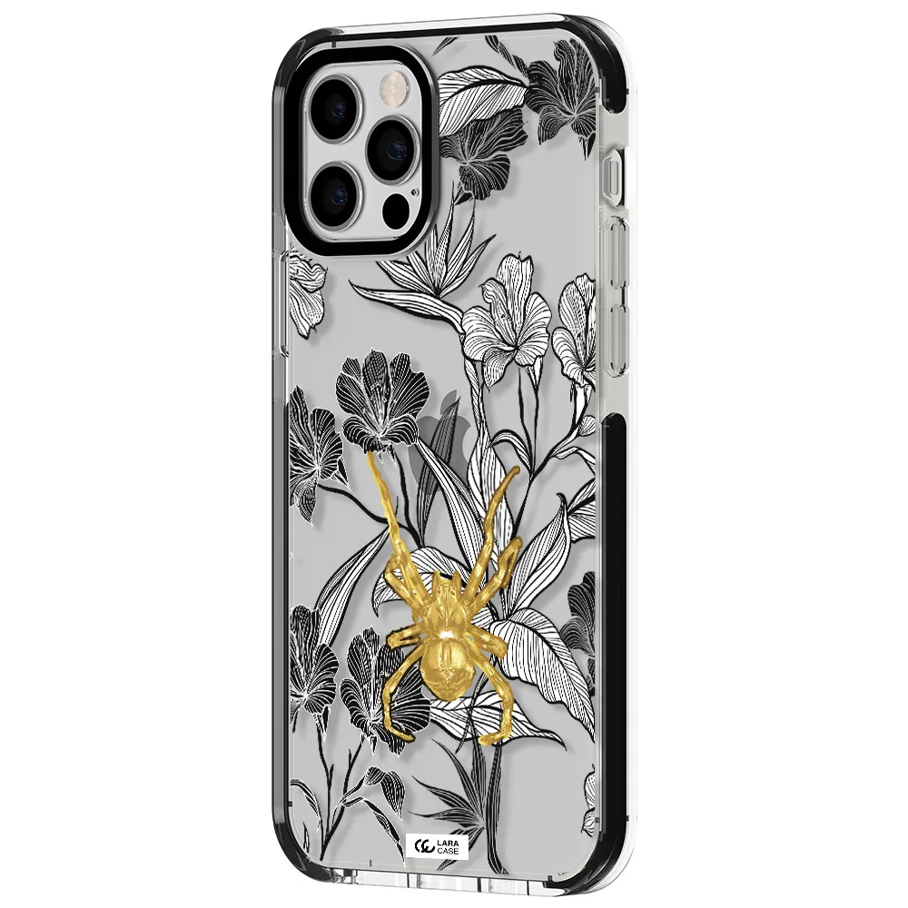 Golden Spider Apple iPhone 12 pro impact black border Case