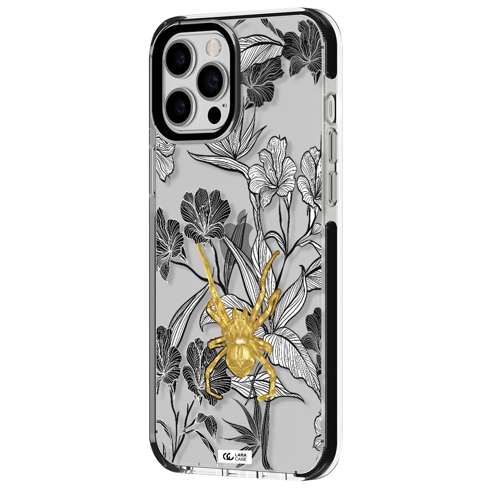 Golden Spider Apple iPhone 12 pro max impact black border Case