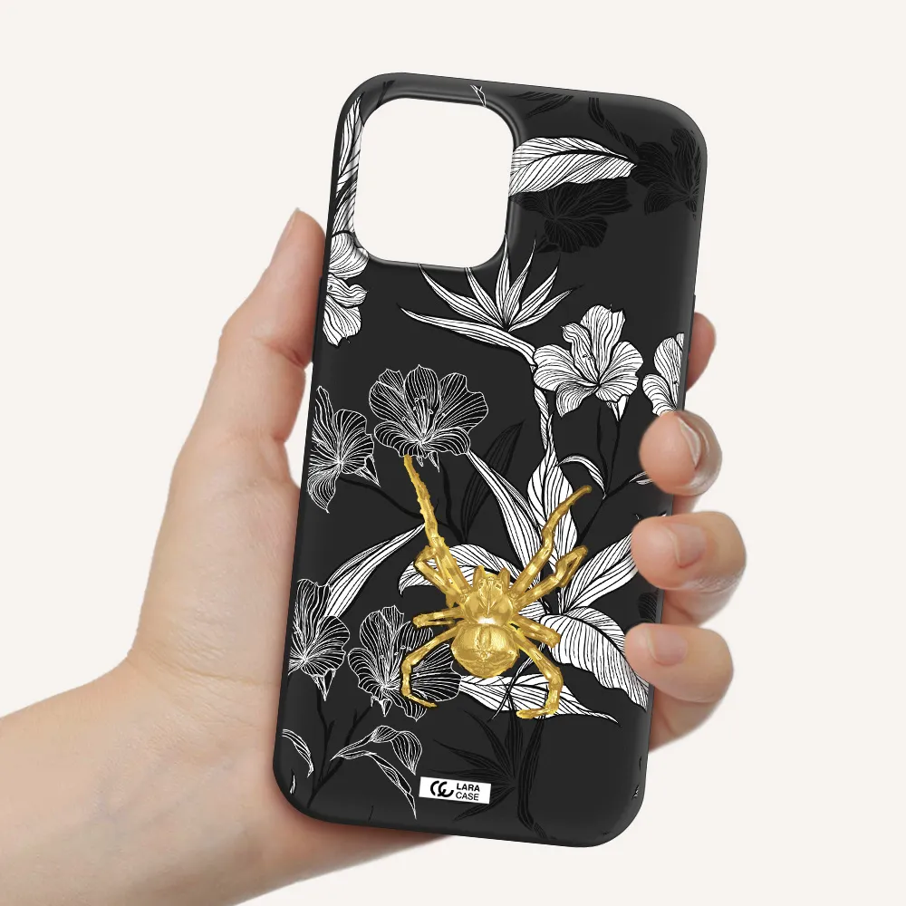 Golden Spider Apple iPhone 12 pro Silicone black Case