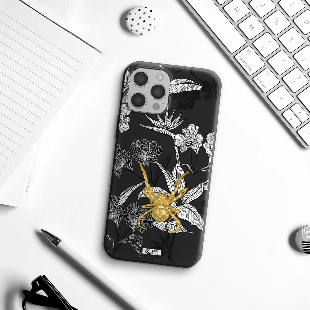 Golden Spider Apple iPhone 12 pro Silicone black Case