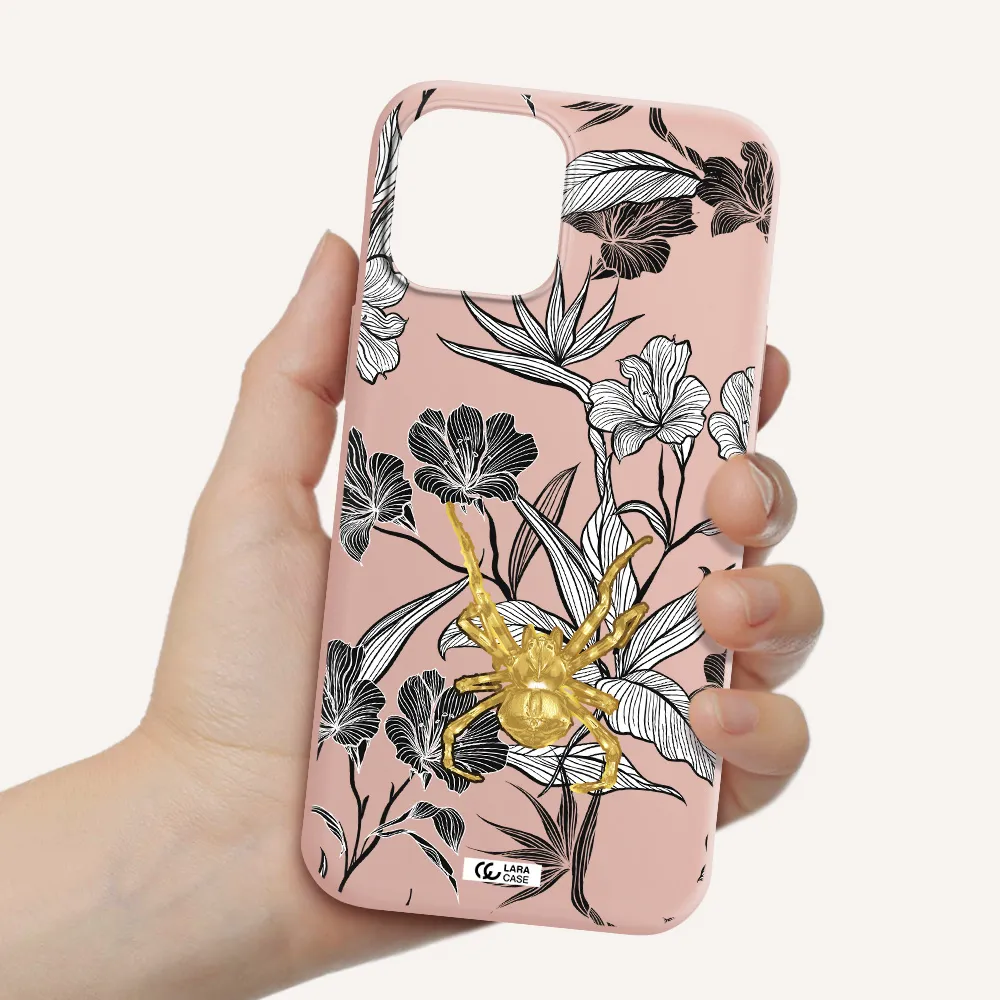 Golden Spider Apple iPhone 12 pro Silicone pastel pink Case