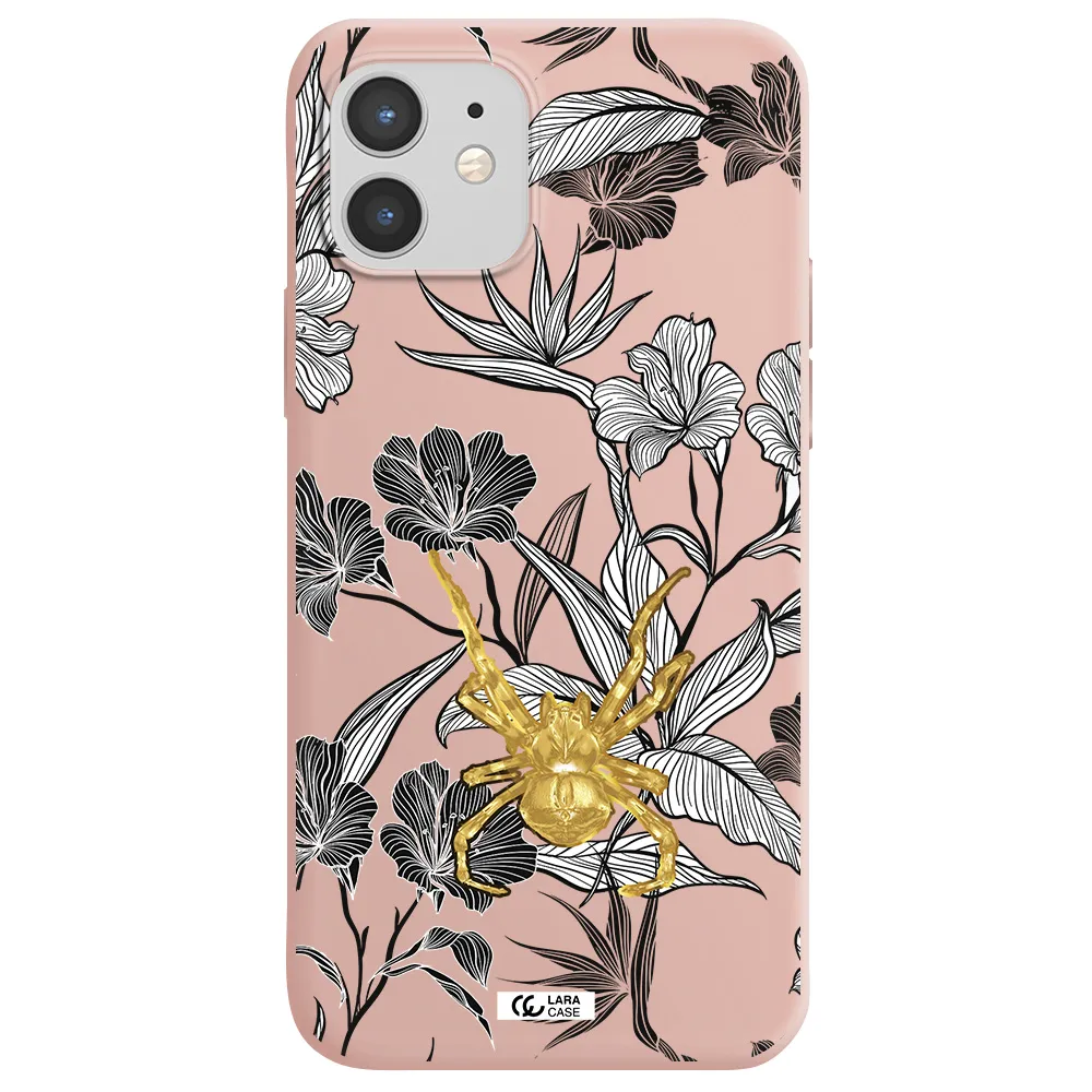 Golden Spider Apple iPhone 12 Silicone pastel pink Case