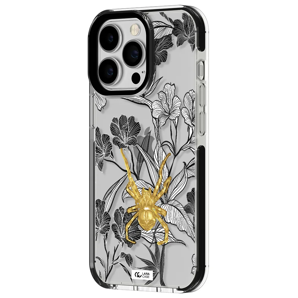 Golden Spider Apple iPhone 13 Pro impact black border Case