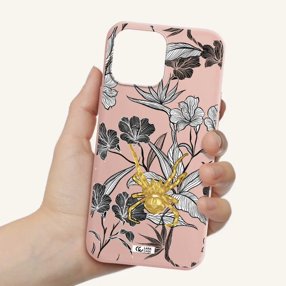 Golden Spider Apple iPhone 13 Pro Silicone pastel pink Case
