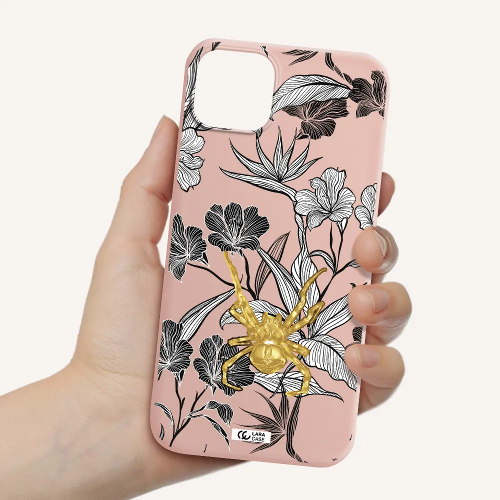 Golden Spider Apple iPhone 14 plus Silicone pastel pink Case