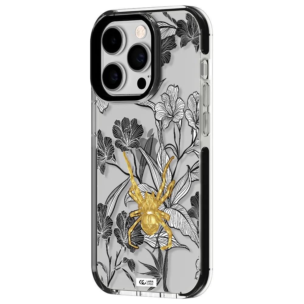 Golden Spider Apple iPhone 14 pro impact black border Case