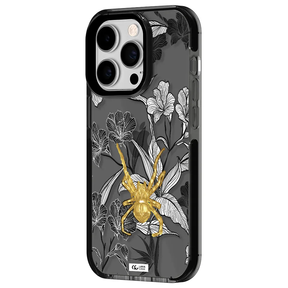 Golden Spider Apple iPhone 14 pro impact Smoke Black Case