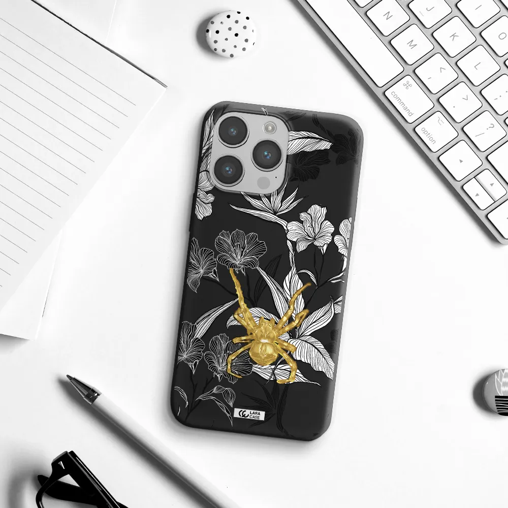 Golden Spider Apple iPhone 14 pro Silicone black Case