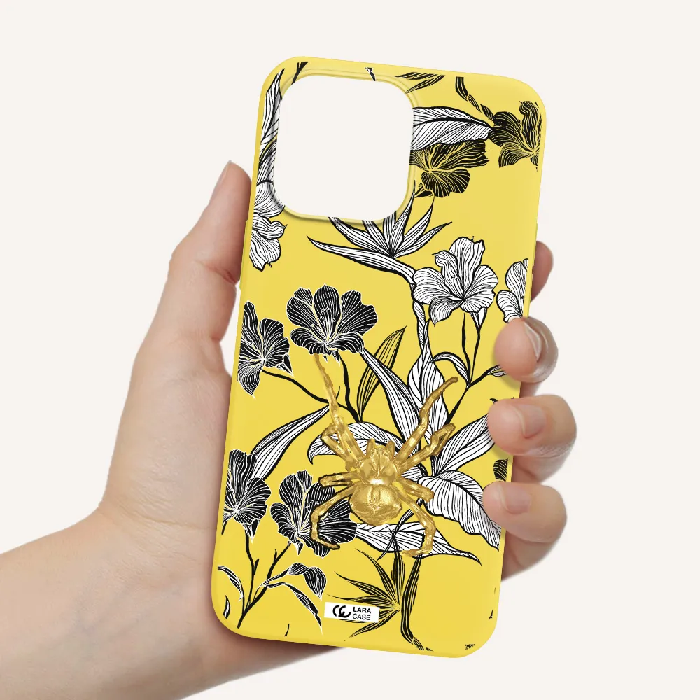 Golden Spider Apple iPhone 14 pro Silicone canary yellow Case