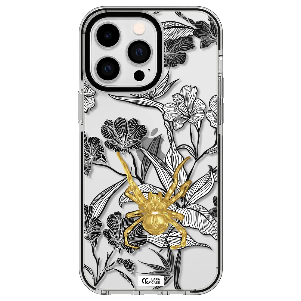 Golden Spider Apple iPhone 15 Pro impact black border Case