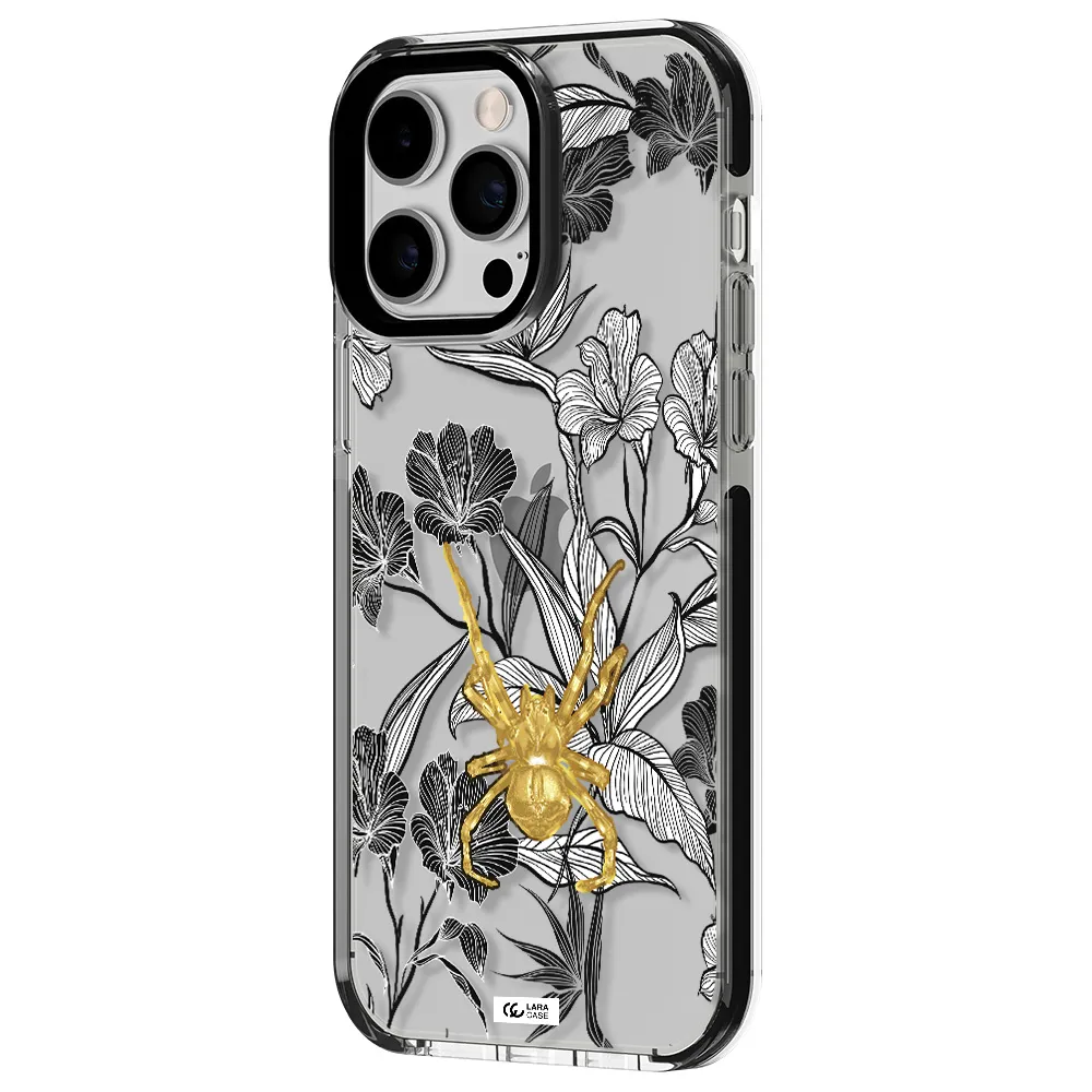 Golden Spider Apple iPhone 15 Pro impact black border Case