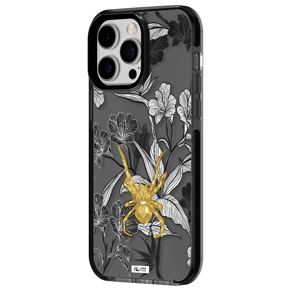 Golden Spider Apple iPhone 15 Pro impact Smoke Black Case