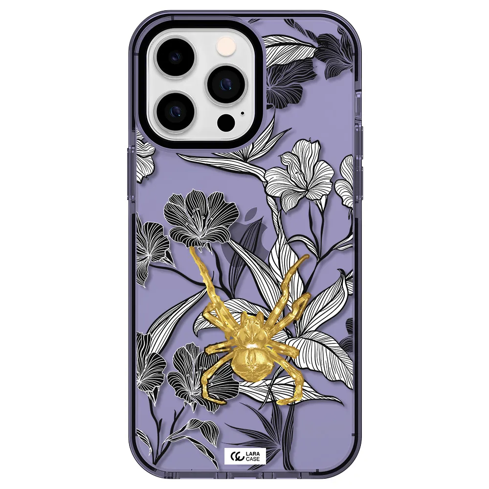 Golden Spider Apple iPhone 15 Pro Max impact Lilac Case