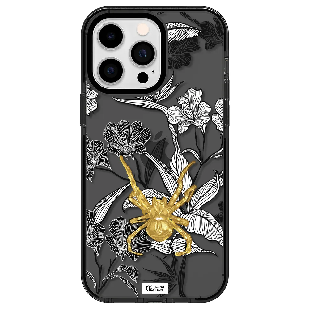 Golden Spider Apple iPhone 15 Pro Max impact Smoke Black Case