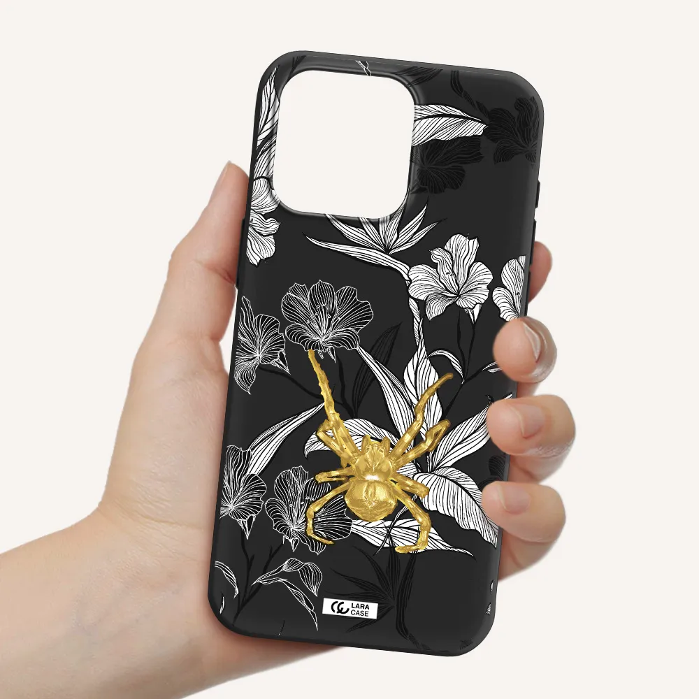 Golden Spider Apple Iphone 15 Pro max Silicone black Case