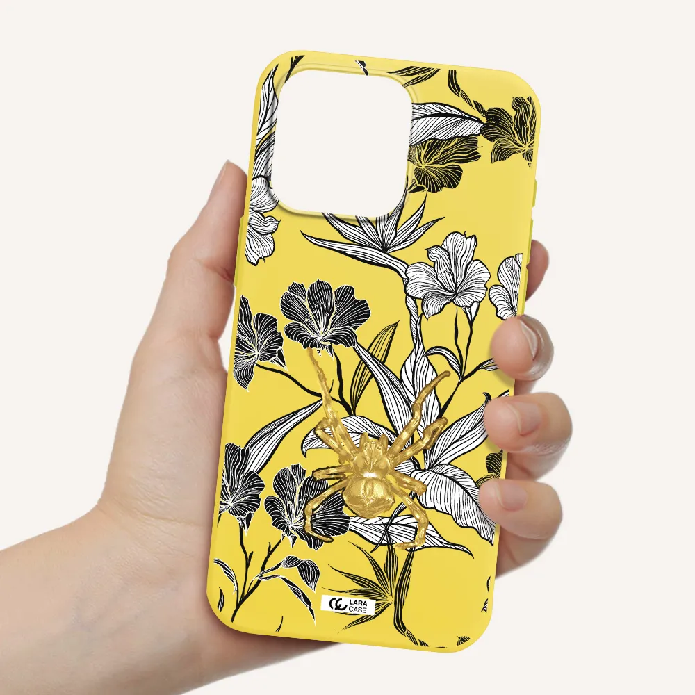 Golden Spider Apple Iphone 15 Pro max Silicone canary yellow Case