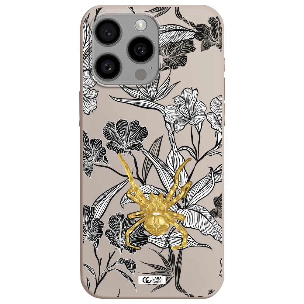 Golden Spider Apple Iphone 15 Pro max Silicone Stone Case