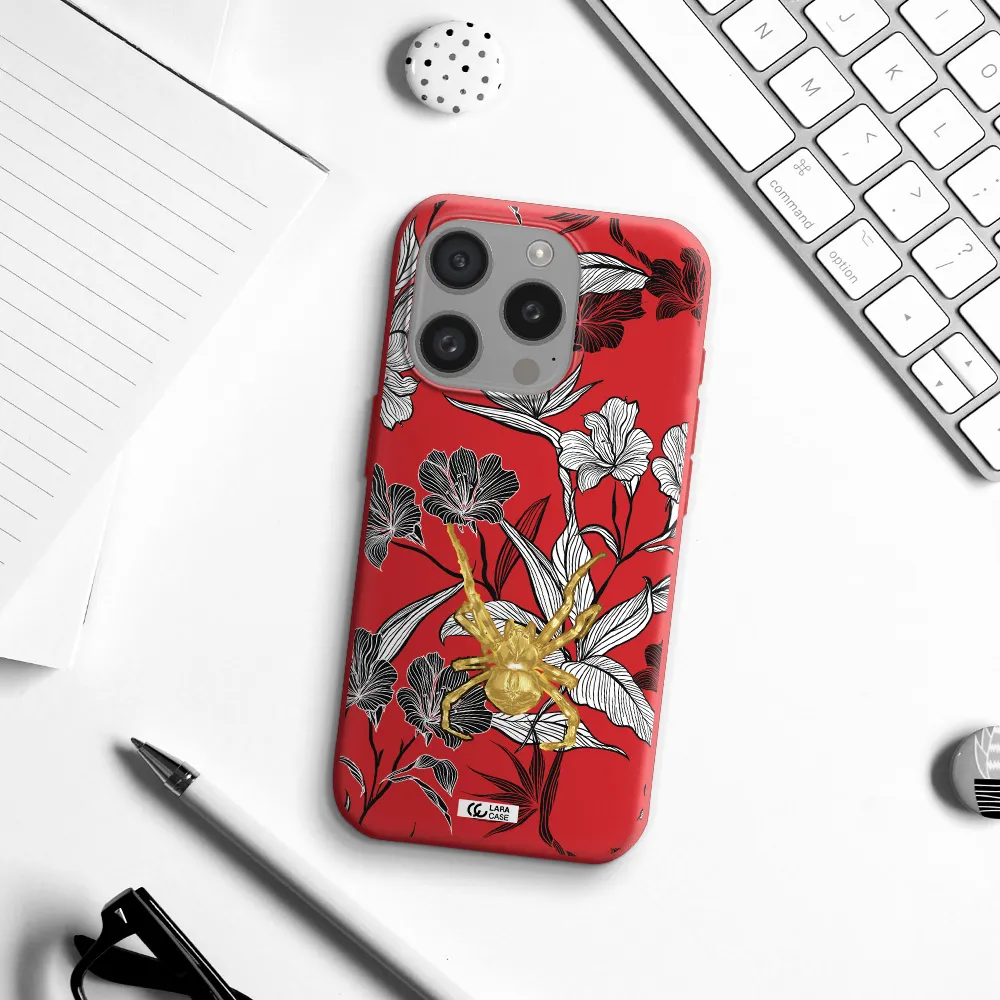 Golden Spider Apple Iphone 15 Pro Silicone Imperial Red Case