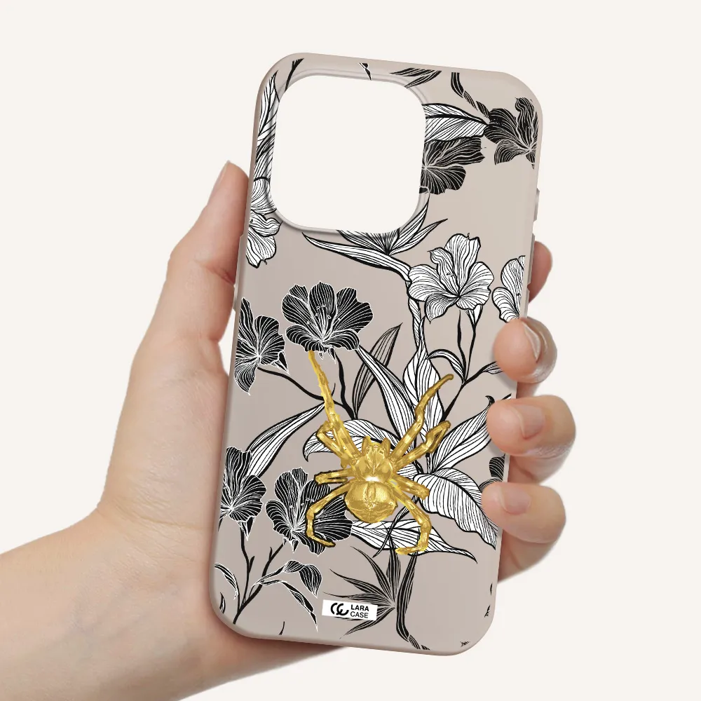 Golden Spider Apple Iphone 15 Pro Silicone Stone Case