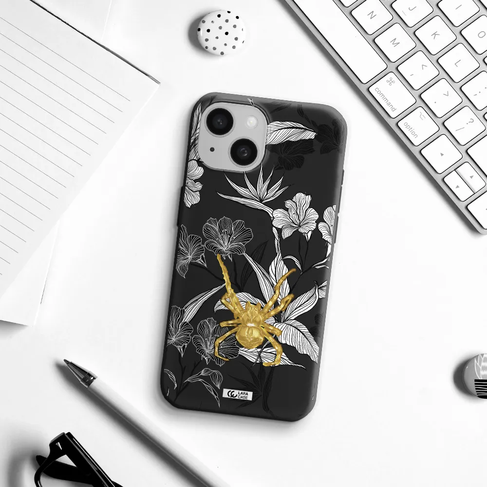 Golden Spider Apple iPhone 15 Silicone black Case