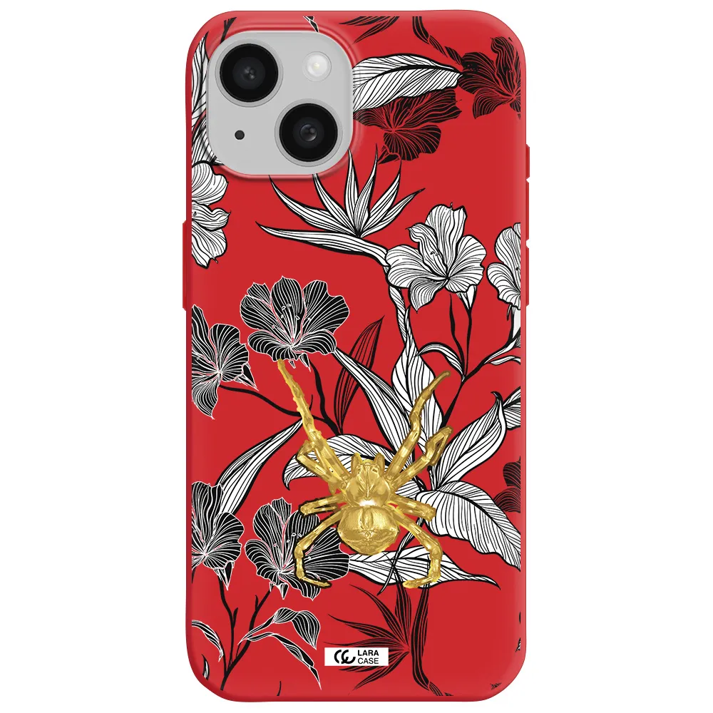 Golden Spider Apple Iphone 15 Silicone Imperial Red Case