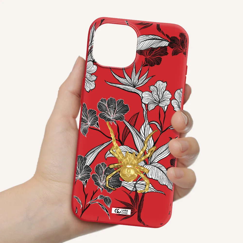 Golden Spider Apple Iphone 15 Silicone Imperial Red Case