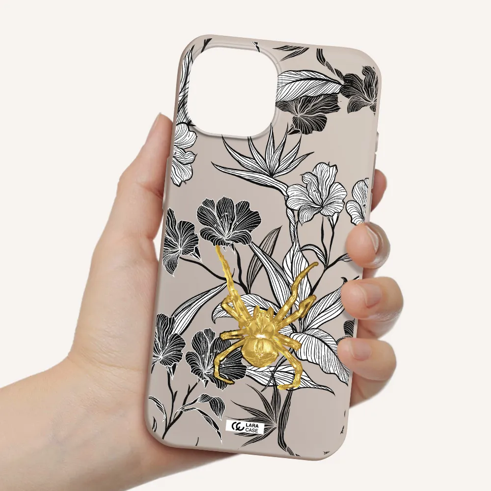 Golden Spider Apple iPhone 15 Silicone Stone Case