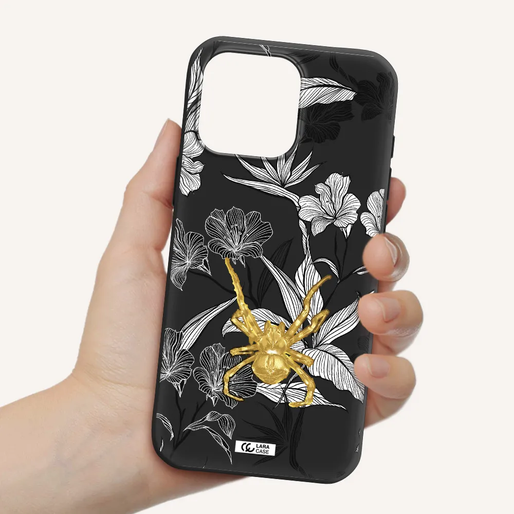 Golden Spider Apple Iphone 16 Pro Max Silicone Black Case