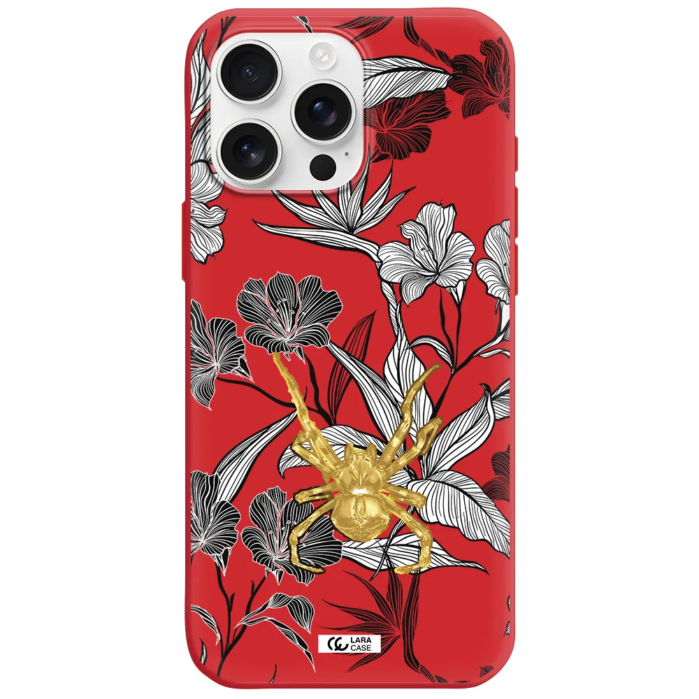 Golden Spider Apple Iphone 16 Pro Max Silicone Imperial Red Case