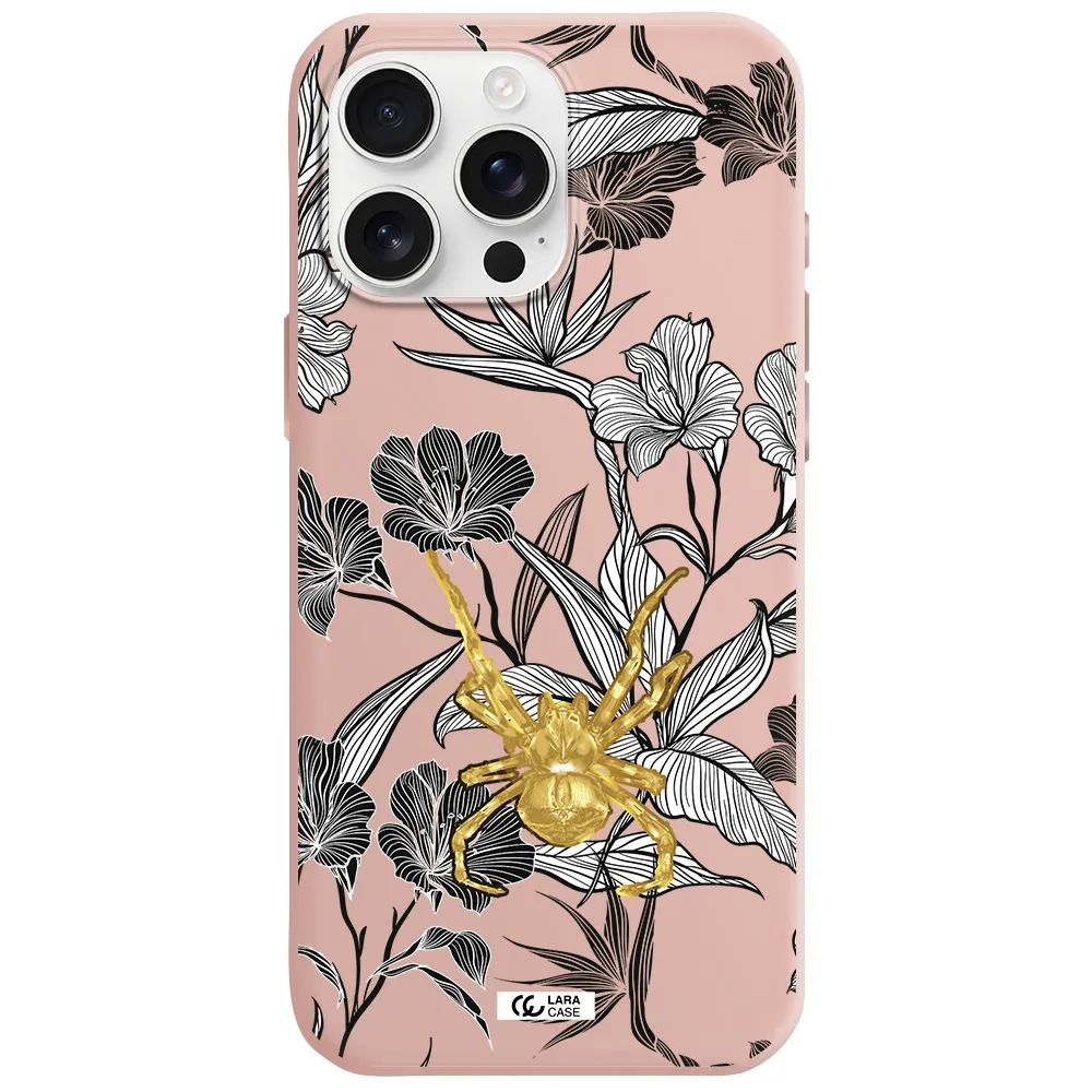 Golden Spider Apple Iphone 16 Pro Max Silicone Pastel Pink Case
