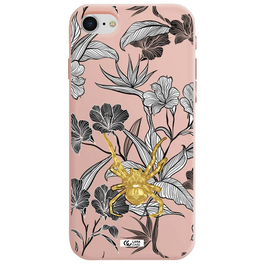 Golden Spider Apple iPhone se 2020 Silicone pastel pink Case