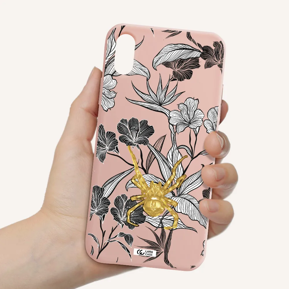 Golden Spider Apple iPhone X Silicone pastel pink Case