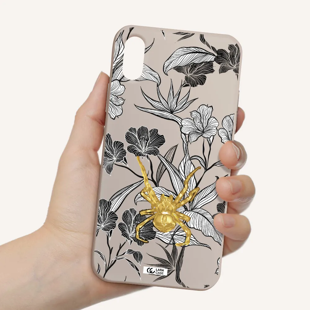 Golden Spider Apple iPhone XS Silicone Stone Case