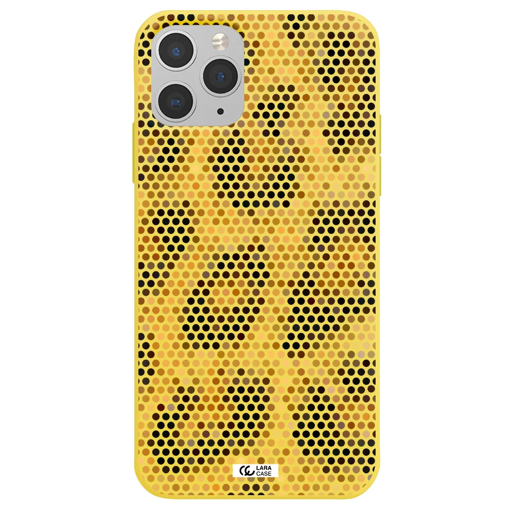 Leopard Dots Apple iPhone 11 pro Silicone canary yellow Case