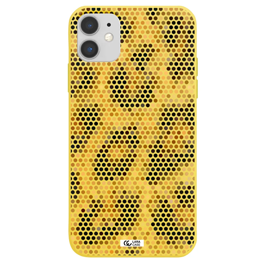 Leopard Dots Apple iPhone 11 Silicone canary yellow Case