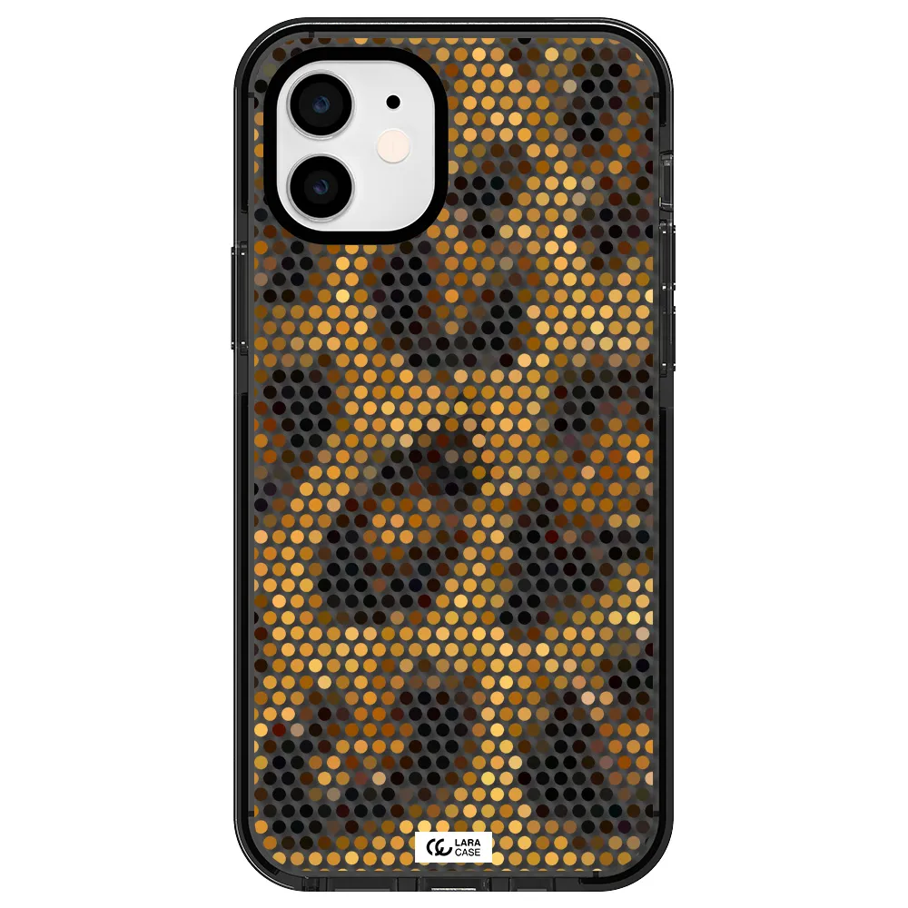 Leopard Dots Apple iPhone 12 impact Smoke Black Case