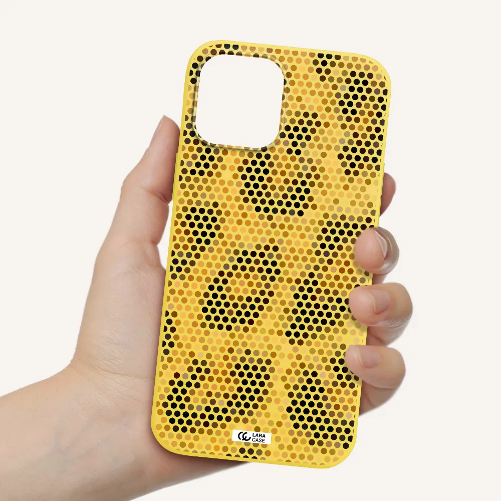 Leopard Dots Apple iPhone 12 pro Silicone canary yellow Case