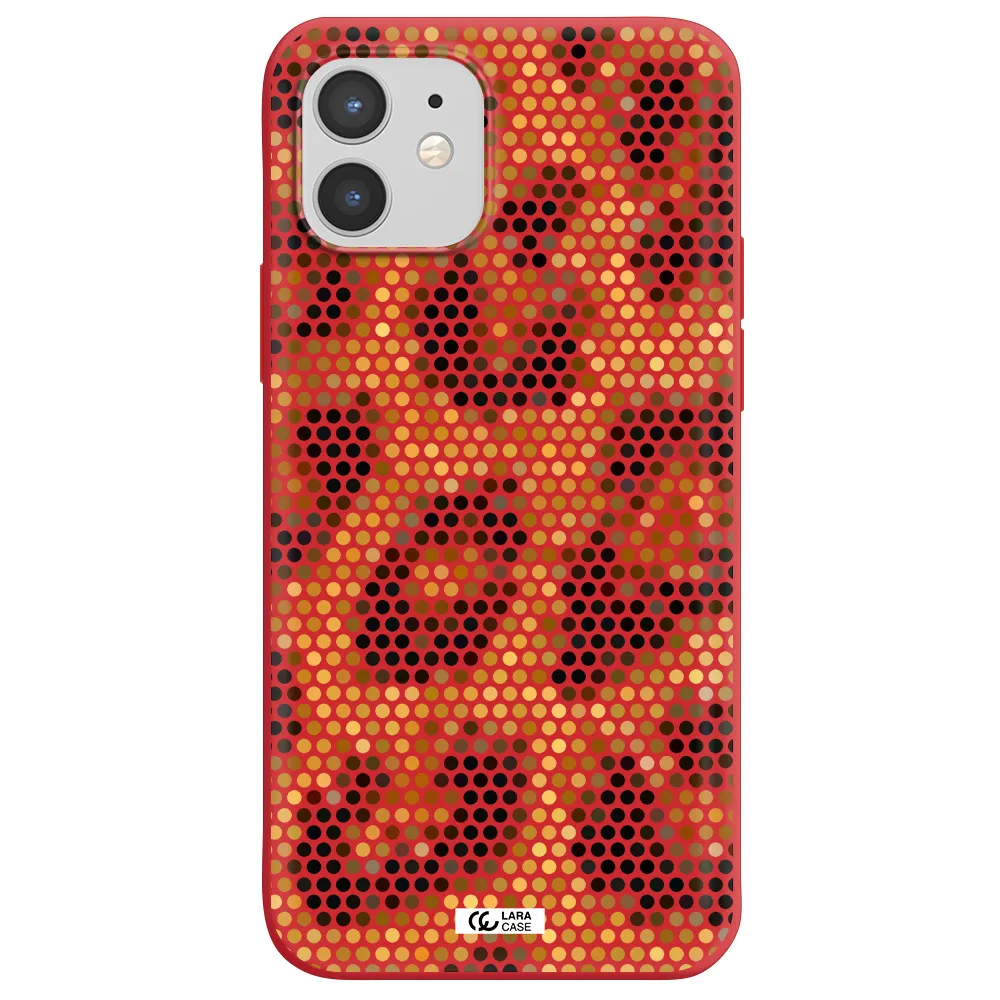 Leopard Dots Apple iPhone 12 Silicone Imperial Red Case