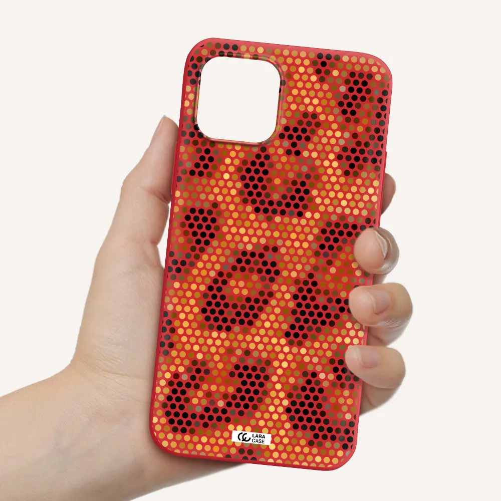 Leopard Dots Apple iPhone 12 Silicone Imperial Red Case