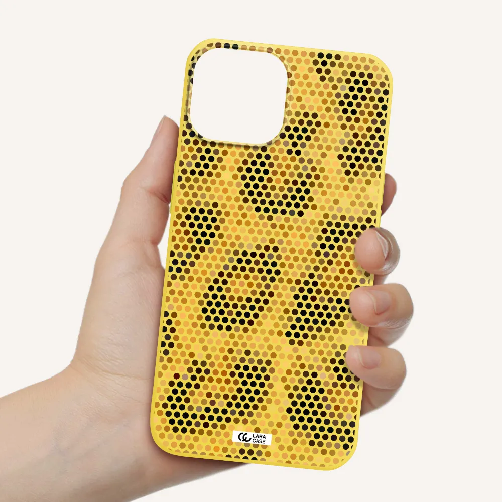 Leopard Dots Apple iPhone 13 mini Silicone canary yellow Case