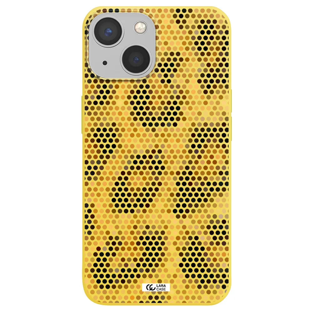 Leopard Dots Apple iPhone 13 Silicone canary yellow Case